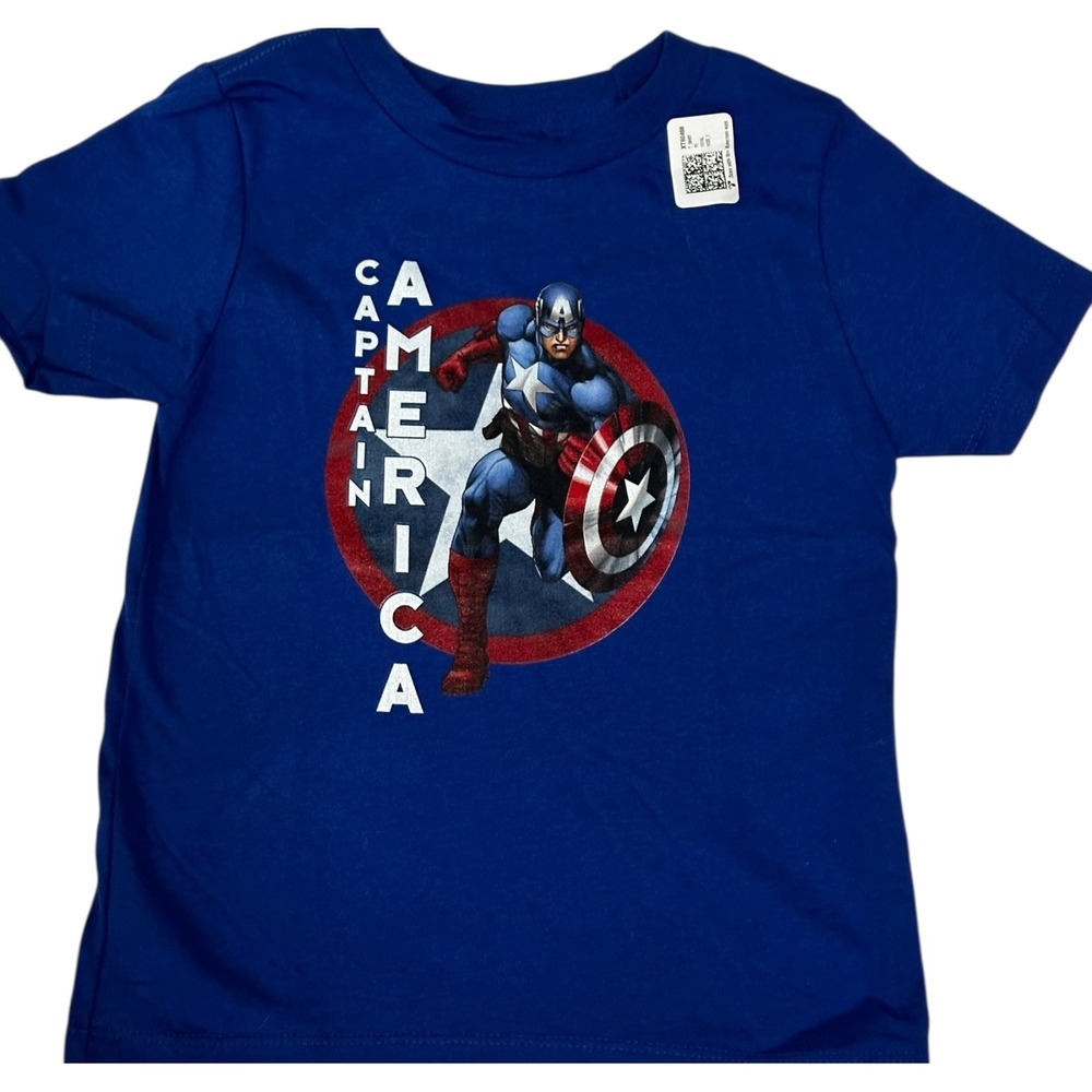 Port & Company Captain America Graphic Tee Superhero T-Shirt‎ Toddler 2T